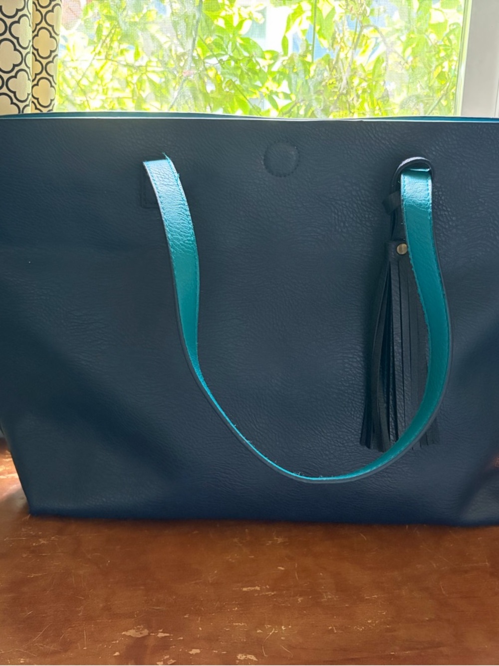 G.H. Bass reversible tote dark blue & teal